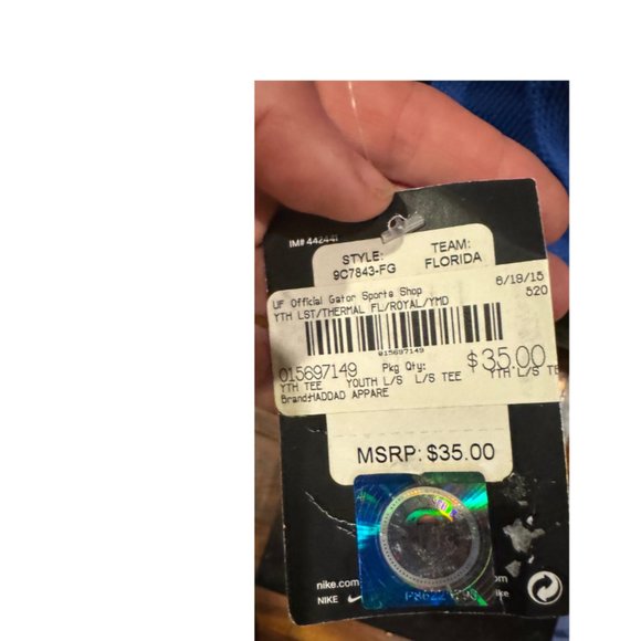 Nike "Gator Nation" long sleeve waffle Yth Medium tee Royal - NWT - Picture 5 of 5